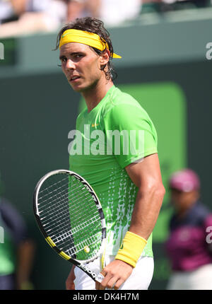 Apr. 3, 2011 - Kay Biscayne, Florida, U.S - No.1 Rafael Nadal (ESP) during the men's Finals match of the 2011 Sony Ericsson Open at Crandon Park Tennis Center in Key Biscayne, Florida. (Credit Image: © Luis Blanco/Southcreek Global/ZUMApress.com) Stock Photo