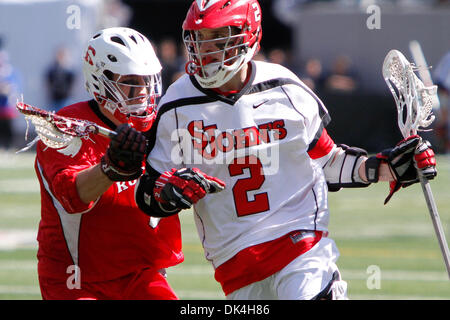 Apr. 3, 2011 - East Rutherford, New Jersey, U.S - St Johns Red Storm midfielder Jarrett Carr (2) against Rutgers Scarlet Knights in lacrosse action during the Konica Minolta Big City Classic at The New Meadowlands Stadium in East Rutherford, NJ. St Johns defeated Rutgers 9-8. (Credit Image: © Debby Wong/Southcreek Global/ZUMAPRESS.com) Stock Photo