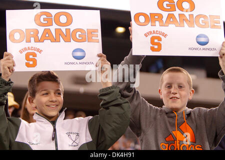 Apr. 3, 2011 - East Rutherford, New Jersey, U.S - Young fans rooting for the Syracuse Orange against the Duke Blue Devils during the Konica Minolta Big City Classic at The New Meadowlands Stadium in East Rutherford, NJ. Syracuse defeated Duke 13-11. (Credit Image: © Debby Wong/Southcreek Global/ZUMAPRESS.com) Stock Photo