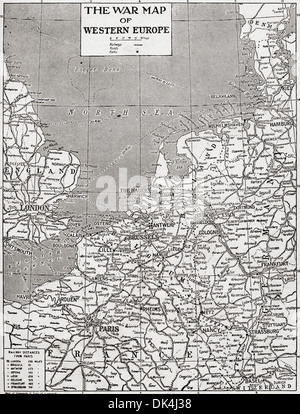 The War Map of Western Europe. Stock Photo