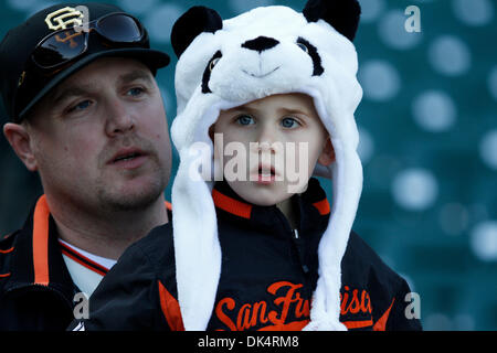 Apr. 11, 2011 - San Francisco, California, U.S - Young San Francisco Giants' fan during the MLB game between the San Francisco Giants and the Los Angeles Dodgers. (Credit Image: © Dinno Kovic/Southcreek Global/ZUMAPRESS.com) Stock Photo