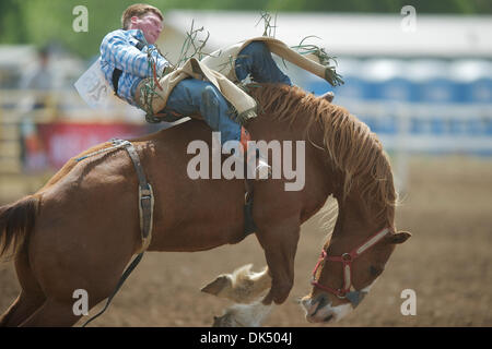 Apr. 16, 2011 - Red Bluff, California, U.S - Lee Lantz of Molalla, OR rides Kattle Call at the 2011 Red Bluff Round-Up at the Tehama District Fairgrounds in Red Bluff, CA. (Credit Image: © Matt Cohen/Southcreek Global/ZUMAPRESS.com) Stock Photo