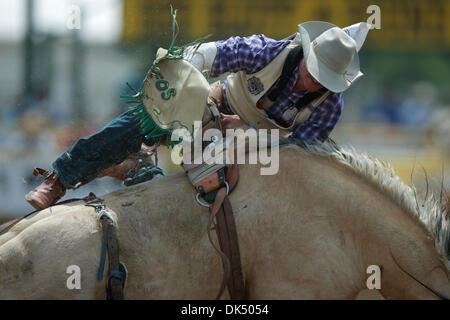 Apr. 16, 2011 - Red Bluff, California, U.S - Austin Foss of Terrebonne, OR rides Comanchero at the 2011 Red Bluff Round-Up at the Tehama District Fairgrounds in Red Bluff, CA. (Credit Image: © Matt Cohen/Southcreek Global/ZUMAPRESS.com) Stock Photo