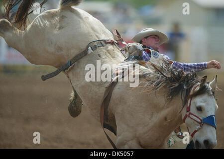 Apr. 16, 2011 - Red Bluff, California, U.S - Austin Foss of Terrebonne, OR rides Comanchero at the 2011 Red Bluff Round-Up at the Tehama District Fairgrounds in Red Bluff, CA. (Credit Image: © Matt Cohen/Southcreek Global/ZUMAPRESS.com) Stock Photo