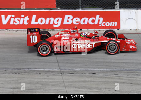 Apr. 17, 2011 - Long Beach, California, United States of America - Dario Franchitti driver of the #10 Target car speeds out of turn 5 during the Izod Indy Series Race through the streets of Long Beach, California.  Franchitti would go on to finish the 1.96 mile street course race in third place overall. (Credit Image: © Tony Leon/Southcreek Global/ZUMAPRESS.com) Stock Photo