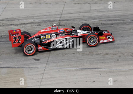 Apr. 17, 2011 - Long Beach, California, United States of America - Justin Wilson driver of the #22 ZLine Furniture car, speeds out of turn five during the Izod Indy Series Race through the streets of Long Beach, California.  Wilson would go on to finish the race in 22nd place overall. (Credit Image: © Tony Leon/Southcreek Global/ZUMAPRESS.com) Stock Photo