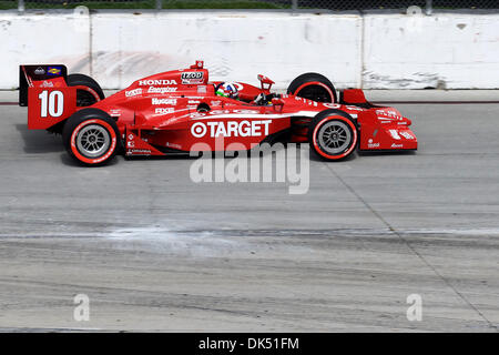 Apr. 17, 2011 - Long Beach, California, United States of America - Dario Franchitti driver of the #10 Target car speeds out of turn 5 during the Izod Indy Series Race through the streets of Long Beach, California.  Franchitti would go on to finish the 1.96 mile street course race in third place overall. (Credit Image: © Tony Leon/Southcreek Global/ZUMAPRESS.com) Stock Photo