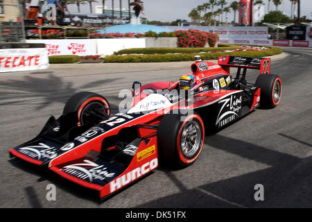 Apr. 17, 2011 - Long Beach, California, United States of America - Justin Wilson driver of the #22 ZLine Furniture car, speeds out of turn four during the Izod Indy Series Race through the streets of Long Beach, California.  Wilson would go on to finish the race in 22nd place overall. (Credit Image: © Tony Leon/Southcreek Global/ZUMAPRESS.com) Stock Photo