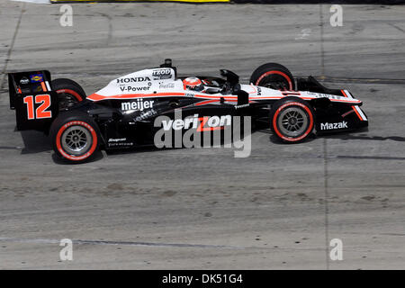 Apr. 17, 2011 - Long Beach, California, United States of America - Will Power driver of the #12 Verizon car speeds out of turn 5 during the Izod Indy Car Series race through the Streets of Long Beach, California.  Power would start the race in Pole Position but would finish the 1.96 mile street course in 10th place overall. (Credit Image: © Tony Leon/Southcreek Global/ZUMAPRESS.com Stock Photo