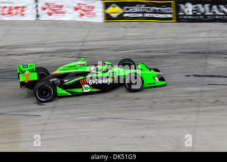 Apr. 17, 2011 - Long Beach, California, United States of America - Danica Patrick driver of the #7 GoDaddy.com car speeds out of turn 5 during the Izod Indy Series Race through the streets of Long Beach, California.  Patrick would go on to finish the 1.96 mile street course race in 7th place overall. (Credit Image: © Tony Leon/Southcreek Global/ZUMAPRESS.com) Stock Photo