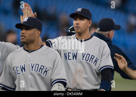 Apr. 20, 2011 - Toronto, Ontario, Canada - during Wednesday night's game at Rogers Centre in Toronto.  The New York Yankees beat the Toronto Blue Jays by a score of 6-2. (Credit Image: © Darren Eagles/Southcreek Global/ZUMAPRESS.com) Stock Photo