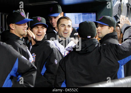 Apr. 21, 2011 - Corona, New York, U.S - New York Mets third baseman David Wright (5) hits a homerun in the bottom of the fourth inning against the Houston Astros and is congratulated in the dugout at Citi Field in Corona, NY. (Credit Image: © Debby Wong/Southcreek Global/ZUMAPRESS.com) Stock Photo