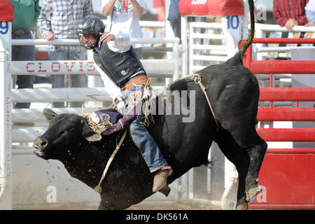 Apr. 23, 2011 - Clovis, California, U.S - Clayton Williams of Carthage, TX rides Unreliable at the Clovis Rodeo. (Credit Image: © Matt Cohen/Southcreek Global/ZUMAPRESS.com) Stock Photo