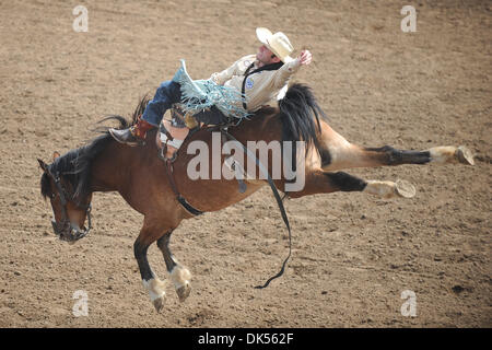 Apr. 23, 2011 - Clovis, California, U.S - Morgan Heaton of Paradise, UT rides Big 85 at the Clovis Rodeo. (Credit Image: © Matt Cohen/Southcreek Global/ZUMAPRESS.com) Stock Photo