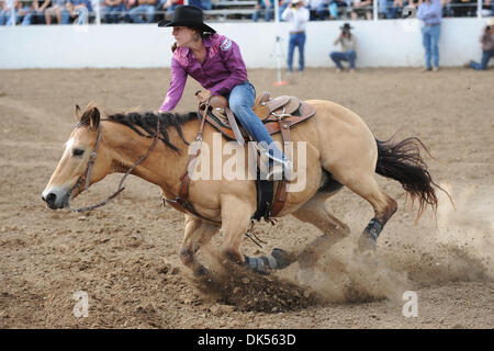 Apr. 23, 2011 - Clovis, California, U.S - Barrel racer Melanie Miler of Riverside, CA competes at the Clovis Rodeo. (Credit Image: © Matt Cohen/Southcreek Global/ZUMAPRESS.com) Stock Photo