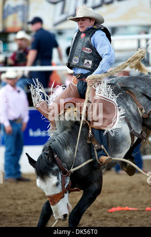 Apr. 24, 2011 - Clovis, California, U.S - Brad Rudolf of Winnemucca, NV rides 566 at the Clovis Rodeo. (Credit Image: © Matt Cohen/Southcreek Global/ZUMAPRESS.com) Stock Photo