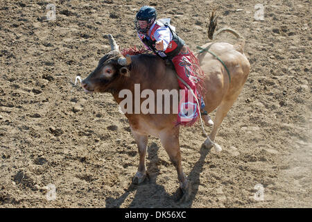 Apr. 24, 2011 - Clovis, California, U.S - Shawn Hogg of Odessa, TX rides Wish This at the Clovis Rodeo. (Credit Image: © Matt Cohen/Southcreek Global/ZUMAPRESS.com) Stock Photo