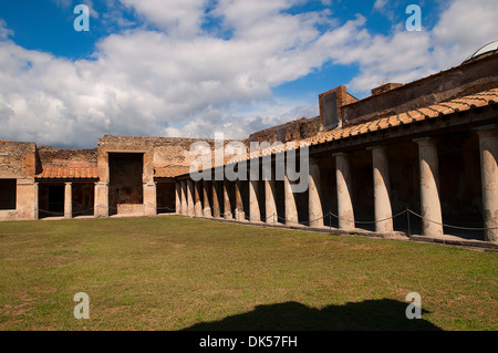 The men's exercise Area of the Public Baths in the once buried city of Pompeii in Italy Stock Photo