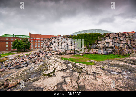 Temppeliaukio Church in Helsinki, Finland. The interior was excavated and built directly out of solid rock. Stock Photo