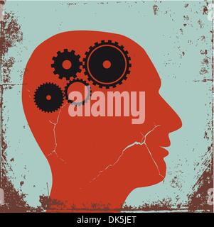 Gear head - vector, symbol Retro poster Stock Vector