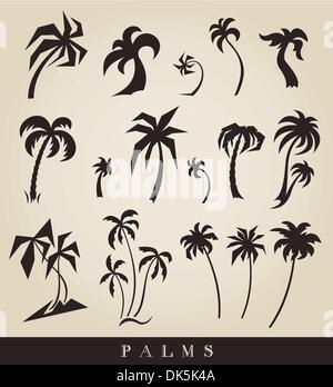 vector silhouettes of palm trees Stock Vector