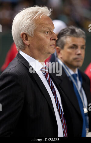 May 7, 2011 - Carson, California, U.S - New York Red Bulls head coach Hans Backe before the Major League Soccer game between the New York Red Bulls and the Los Angeles Galaxy at the Home Depot Center. The Red Bulls went on to tie the Galaxy with a final score of 1-1. (Credit Image: © Brandon Parry/Southcreek Global/ZUMAPRESS.com) Stock Photo