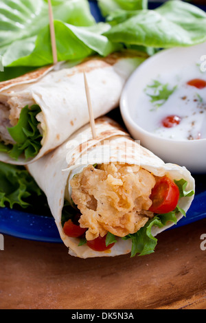 Fried Chicken Salad Sandwich Wrap Stock Photo