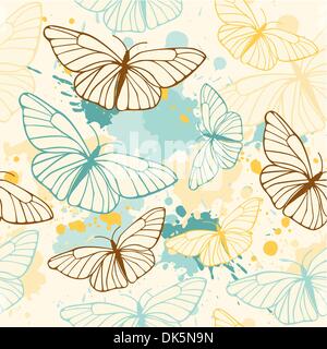 vector seamless pattern with butterflies and blots Stock Vector