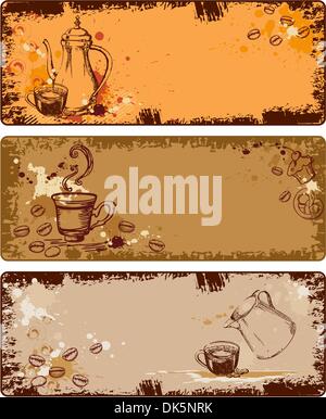 set of coffee banners in grunge style Stock Vector