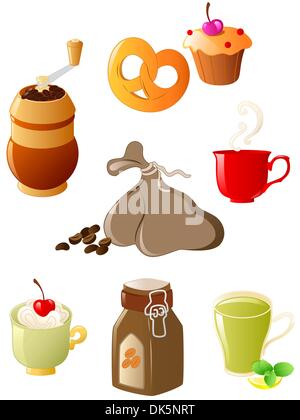 set of  glossy coffee and tea icons Stock Vector