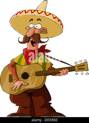 mexican men mustache with hat and poncho maracas celebration confetti ...
