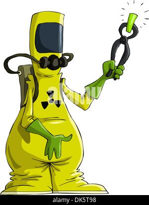 Cartoon man in radiation suit, vector illustration Stock Vector
