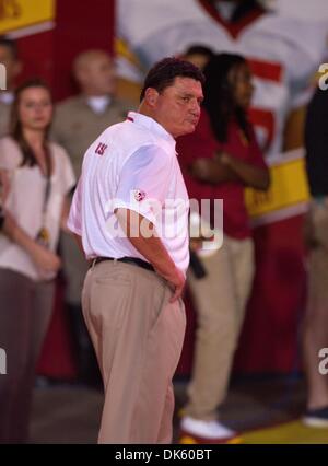 Los Angeles, CA, USA. 29th Nov, 2013. December 2, 2013 Los Angeles, CA.(FILE PHOTO) Interim head coach Ed Orgeron resigned today as the Interim head coach of the USC Trojans, according to various Sports Web Sources, Orgeron was offered the position of Assistant Head coach but declined. Here former interim head coach Ed Orgeron is pictured in a 35-14 loss to the UCLA Bruins on November 30, 2013, during a college football game, at the Los Angeles Memorial Coliseum. (Mandatory Credit: Juan Lainez / MarinMedia.org / Cal Sport Media) (Complete photographer, and company credi © csm/Alamy Live News Stock Photo
