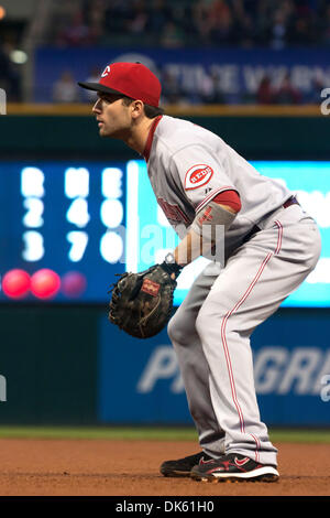 May 20, 2011 - Cleveland, Ohio, U.S - Cincinnati first baseman Joey Votto (19) during the sixth inning against Cleveland.  The Cleveland Indians rallied to defeat the Cincinnati Reds 5-4 at Progressive Field in Cleveland, Ohio. (Credit Image: © Frank Jansky/Southcreek Global/ZUMAPRESS.com) Stock Photo