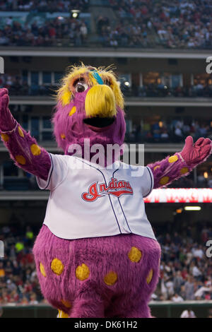 May 20, 2011 - Cleveland, Ohio, U.S - Cleveland Indians mascot Slider on the field during the game between Cincinnati and Cleveland.  The Cleveland Indians rallied to defeat the Cincinnati Reds 5-4 at Progressive Field in Cleveland, Ohio. (Credit Image: © Frank Jansky/Southcreek Global/ZUMAPRESS.com) Stock Photo
