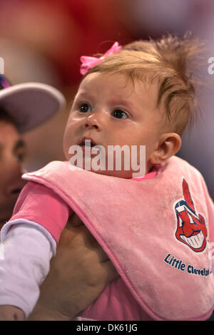 May 20, 2011 - Cleveland, Ohio, U.S - A young Indians fan in the stands during the game against Cincinnati.  The Cleveland Indians rallied to defeat the Cincinnati Reds 5-4 at Progressive Field in Cleveland, Ohio. (Credit Image: © Frank Jansky/Southcreek Global/ZUMAPRESS.com) Stock Photo