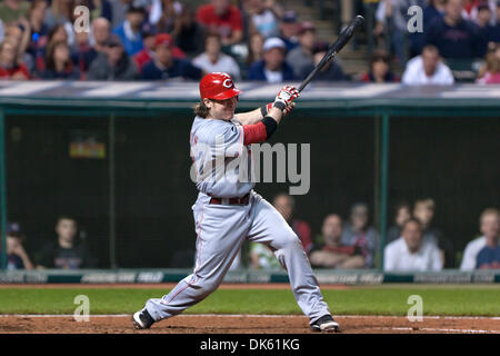 May 20, 2011 - Cleveland, Ohio, U.S - Cincinnati catcher Ryan Hanigan (29) at bat during the eighth inning against Cleveland.  The Cleveland Indians rallied to defeat the Cincinnati Reds 5-4 at Progressive Field in Cleveland, Ohio. (Credit Image: © Frank Jansky/Southcreek Global/ZUMAPRESS.com) Stock Photo