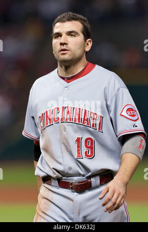 May 20, 2011 - Cleveland, Ohio, U.S - Cincinnati first baseman Joey Votto (19) following the seventh inning against Cleveland.  The Cleveland Indians rallied to defeat the Cincinnati Reds 5-4 at Progressive Field in Cleveland, Ohio. (Credit Image: © Frank Jansky/Southcreek Global/ZUMAPRESS.com) Stock Photo