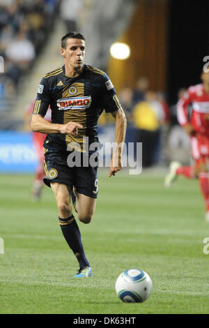 May 21, 2011 - Chester, Pennsylvania, U.S - Philadelphia Union midfielder Sebastien Le Toux (9) with the ball. The Philadelphia Union defeated  the Chicago Fire 2-1 , in a MLS match being played at PPL Park in Chester, Pennsylvania (Credit Image: © Mike McAtee/Southcreek Global/ZUMAPRESS.com) Stock Photo