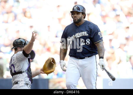 Milwaukee Brewers Prince Fielder walks off the field with wife Chanel after  winning the Home Run Derby contest at Busch Stadium in St. Louis on July  13, 2009. Prince Fielder is the