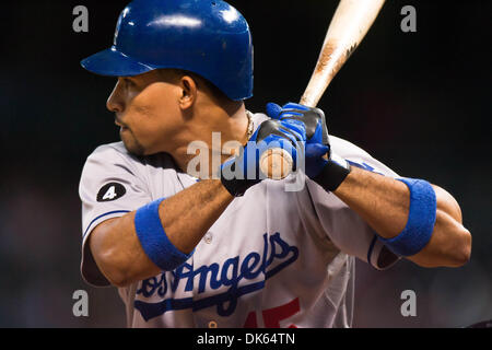 May 24, 2011 - Houston, Texas, U.S - Los Angeles Dodgers SS Rafael Furcal (15) at the plate. Los Angeles Dodgers beat the Houston Astros 5 - 4 at Minute Maid Park in Houston Texas. (Credit Image: © Juan DeLeon/Southcreek Global/ZUMAPRESS.com) Stock Photo