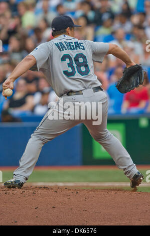 July 20, 2011 - Toronto, Ontario, Canada - Seattle Mariners Pitcher Jason Vargas (38) started the game against the Toronto Blue Jays. The Toronto Blue Jays lead the Seattle Mariners 8 - 2 after 4 innings. (Credit Image: © Keith Hamilton/Southcreek Global/ZUMAPRESS.com) Stock Photo