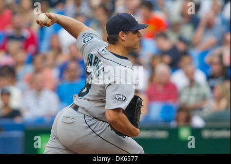 July 20, 2011 - Toronto, Ontario, Canada - Seattle Mariners Pitcher Jason Vargas (38) started the game against the Toronto Blue Jays. The Toronto Blue Jays lead the Seattle Mariners 8 - 2 after 4 innings. (Credit Image: © Keith Hamilton/Southcreek Global/ZUMAPRESS.com) Stock Photo