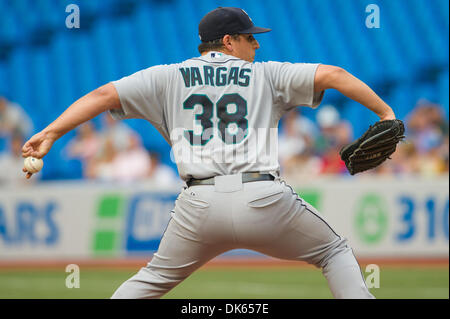 July 20, 2011 - Toronto, Ontario, Canada - Seattle Mariners Pitcher Jason Vargas (38) in action against the Toronto Blue Jays. The Toronto Blue Jays lead the Seattle Mariners 8 - 2 after 4 innings. (Credit Image: © Keith Hamilton/Southcreek Global/ZUMAPRESS.com) Stock Photo