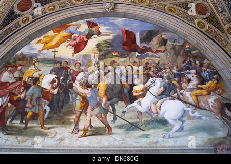 The Meeting of Leo the Great and Attila, a fresco designed and painted by Raphael (Raffaello Sanzio da Urbino). Stock Photo