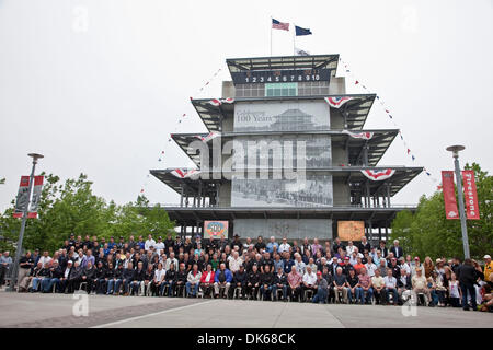 May 28, 2011 - Indianapolis, Indiana, U.S. - Well over 100 Indy 500 participant race drivers pose for a photo at the Indianapolis Motor Speedway to mark the events 100 year anniversary the day before the actual race. (Credit Image: © Gary Dwight Miller/ZUMAPRESS.com) Stock Photo