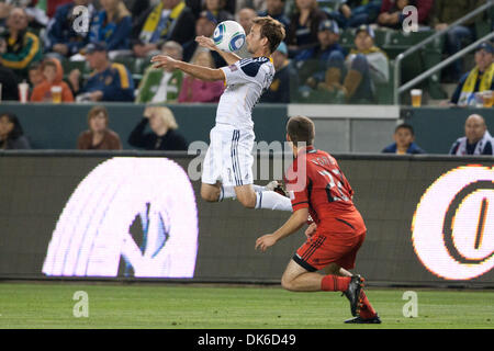 June 3, 2011 - Carson, California, U.S - Los Angeles Galaxy forward Mike Magee #18 controls the ball during the Major League Soccer game between D.C. United and the Los Angeles Galaxy at the Home Depot Center. (Credit Image: © Brandon Parry/Southcreek Global/ZUMAPRESS.com) Stock Photo