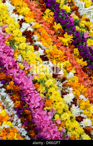 Colourful Indian flower garlands pattern Stock Photo
