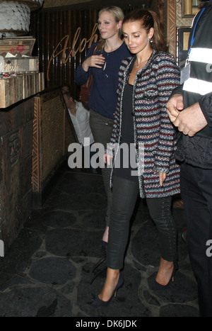 Zara Phillips and Louise Redknapp, leaving Mahiki nightclub. London, England - 26.09.12 Stock Photo