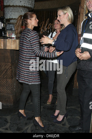 Zara Phillips and Louise Redknapp, leaving Mahiki nightclub. London, England - 26.09.12 Stock Photo